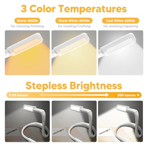 Image of Book Light with Storage Case: Rechargeable 2000mAh Neck Reading Lights for Books in Bed, Neck Lamp for Craft Travel Bedroom Bible Study Light, Knitting Crochet Tools Cross Stitch Light
