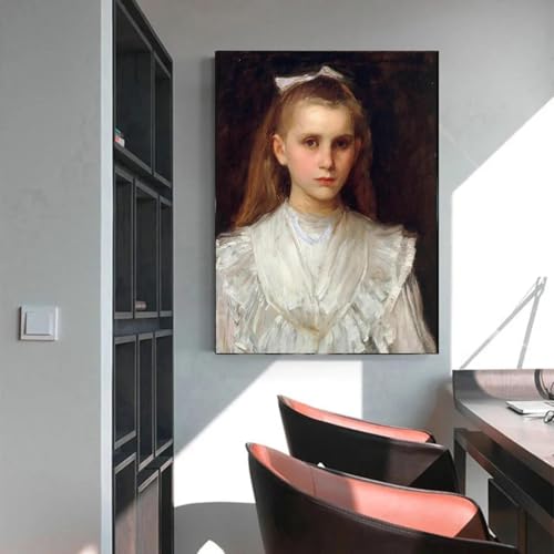 Affiche d'art portrait d'une jeune fille en blanc toile William Waterhouse peinture décoration 80x120