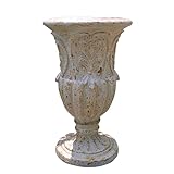 VISIBLE Vintage European Giant Garden Urn Planter, Decorative Cement and Fiber Flower Pot, Make Rust Finished, Wrap Foam Safely Delivered from Local Warehouse (Vintage, Large)