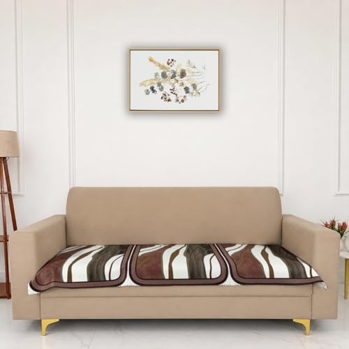 Image of Homerz Premium 'Luxe Series' Holland Velvet Sofa Cover | Smooth Finish | Anti-Skid Fleece Backing | Soft Touch Couch Protector for Living Room (Ocean Crest, 6 (3+2+1) Seater, Only Seat Cover)