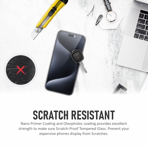 Image of SupCares Privacy Tempered Glass for iPhone 15 Pro (6.1 Inch) With Installation Kit | Military-Grade Gorilla Screen Protector | Edge to Edge Coverage | Black