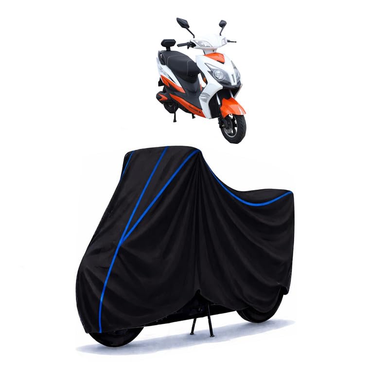 Image of Scooty Cover Water Resistant for Crayon | Universal Scooter & Bike Cover | Heavy Duty UV Protection | Dust, Rain & Scratch Protection | Elastic Fit All Weather Indoor Outdoor | Black with Blue Piping