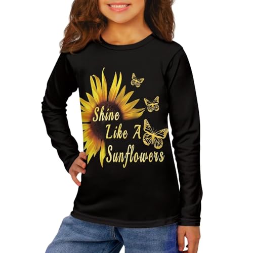 Image of Long Sleeve Shirts for Girls Winter Tops 3-16t Cartoon T Shirts for Fall Clothes