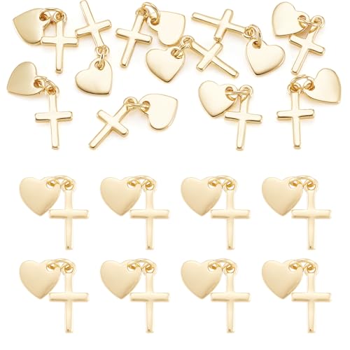FASHEWELRY 18K Gold Plated Cross Hearts