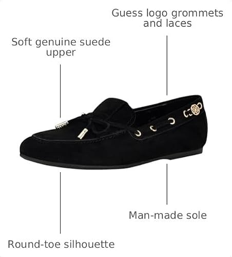 GUESS Women's Aisha Flat, Black Suede 001, 6.5