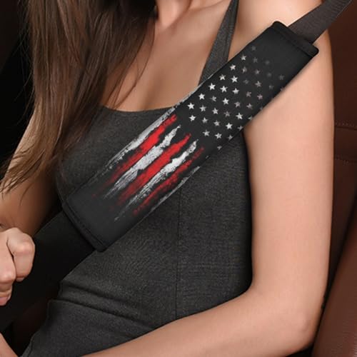 SEANATIVE Vintage American Flag Print Car Seat Belt Pad Cover Safety Seatbelt Protector Pack of 2 Car Interior Decor