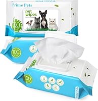 PrimePets Feuchttücher Hund, 3×100 Stück, Katzen Feuchttücher, Milde Pflegetücher für Hunde, zur Reinigung von Po, Gesichtern, Augen, Ohren, Pfoten, Unparfümiert