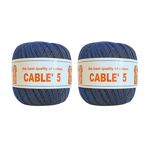 ISPE Gomitoli CABLE' 5 SFUMATO – 100% Cotone Egitto Makò, 50g / 175mt, Colore N°2, Per Uncinetto E Ferri