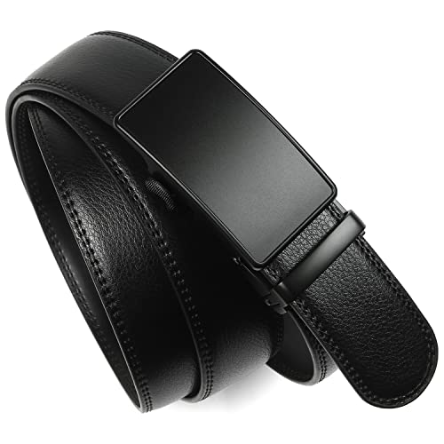 Image of Founders & C Men's Ratchet Belt 1 3 /8 inch,Leather Dress Belt Adjustable with Click Sliding Buckle Trim to Exact Fit