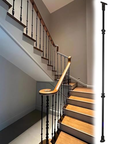 Barres de rampe réglables en métal noir pour sécuriser un escalier intérieur