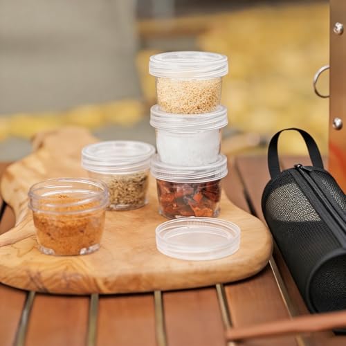 Image of 6pcs Stackable Spice And Dip Jar Set, Portable Camping Spice Jars Organize, Kitchen Countertop Space Optimization, Outdoor BBQ Spice Management, Compact Kitchen Storage Solutions