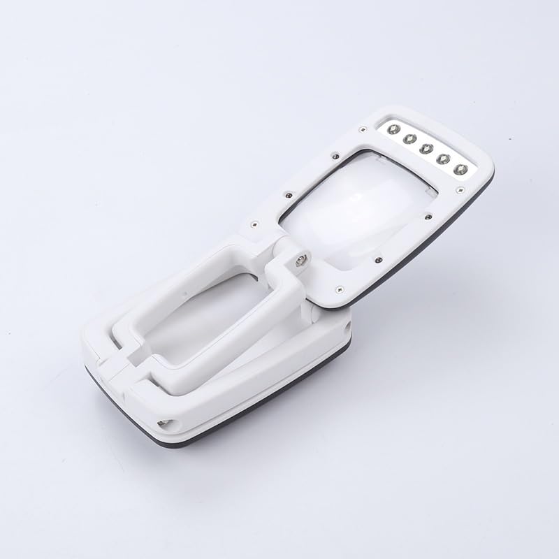Lupa de bolsillo con luz LED para escritorio, lámpara de lupa 3X con soporte de luz