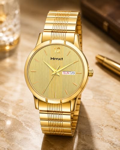 Image of HMXT-91 Golden Day & Date Stainless Steel Analog Watch for Men