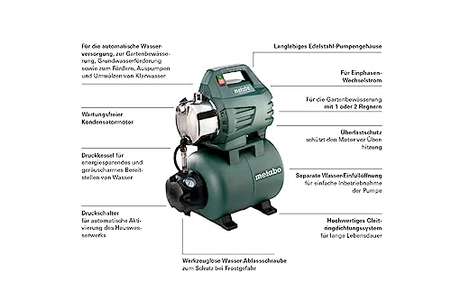 Metabo Hauswasserwerk HWW 3500/25 Inox für Gartenbewässerung und Grundwasserförderung