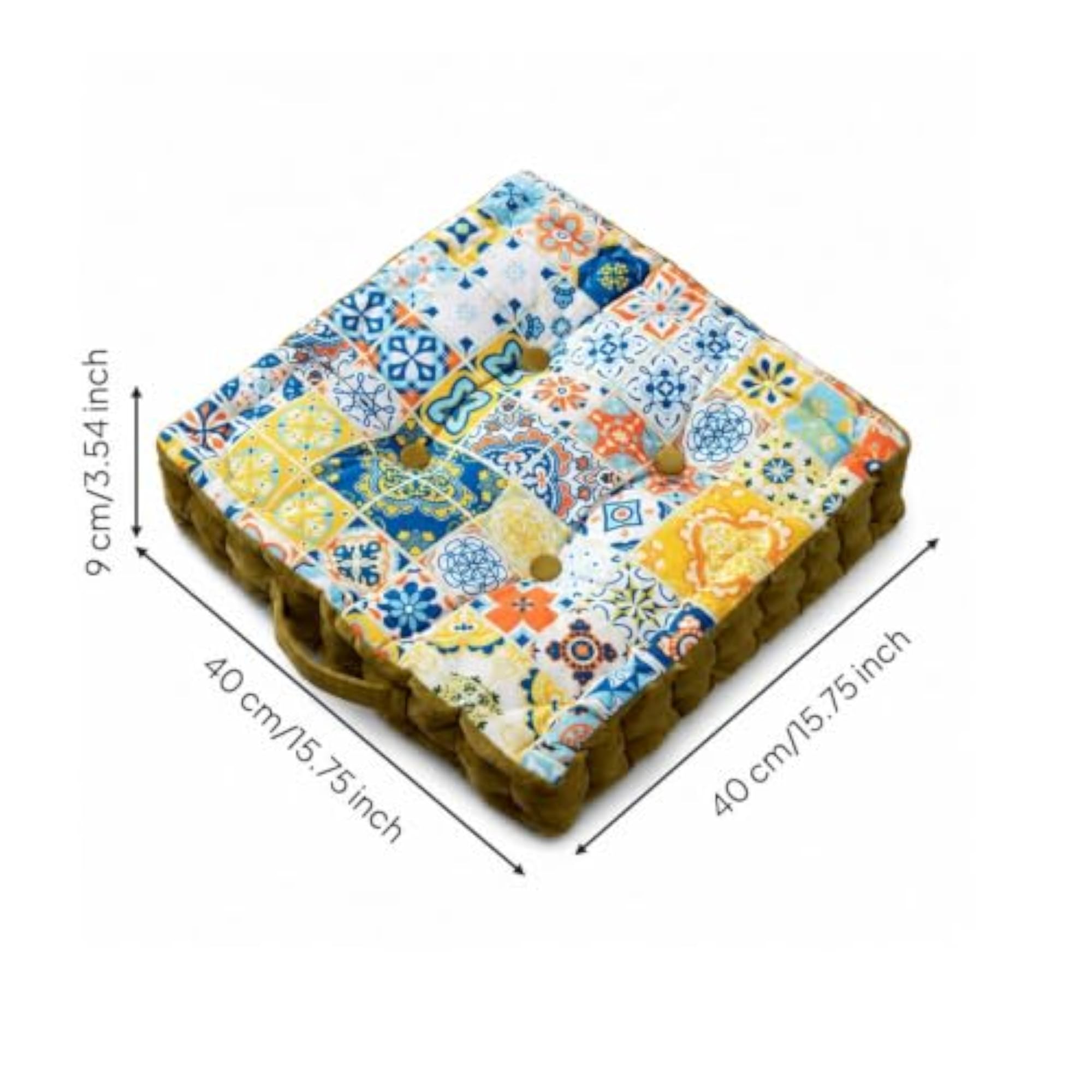 Quilted Tufted Floor Cushion Thick Floor Cushion with Handle