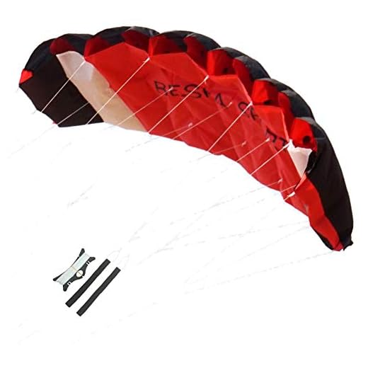 Besra Huge 74inch Dual Line Parachute Stunt Kite with Flying Tools 1.9m Power Parafoil Kitesurfing Training Kites Outdoor Fun Sports (Red)