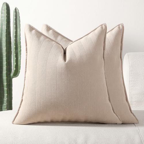 Decorative Pillow Covers Pack of 2, Soft Chenille Luxury Couch Throw Pillow Covers 45x45cm Square Solid Dyed Cushion Covers Elegant Farmhouse Pillow Case for Couch Sofa Bedroom Living Room Home Decor