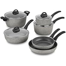 Ballarini 75001-652 Parma Forged Aluminum Nonstick Cookware Set, 10-Piece, Granite