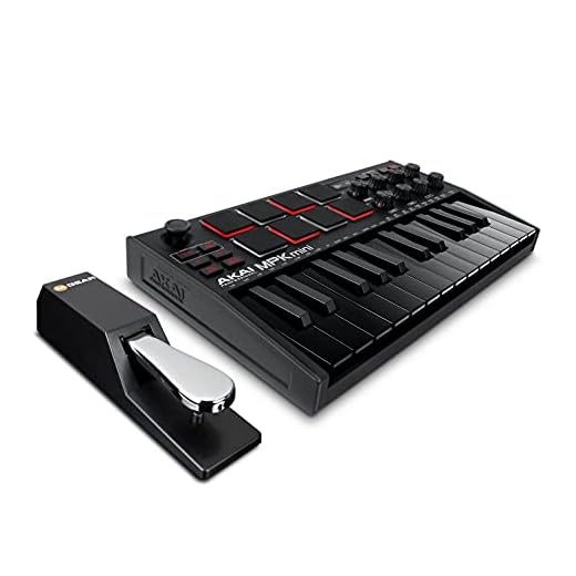 Akai MPK Mini MK3 MIDI Keyboard Controller + M-Audio SP2 Sustain Pedal, with MPC Beats and Software Suite – Beat Maker Bundle (Black)