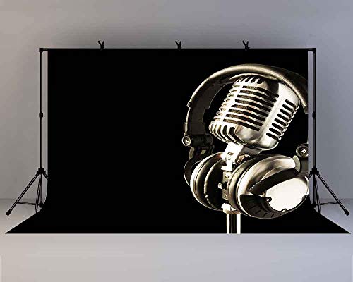 10x7ft Microphone Backdrop, Music Stage Happy Birthday Party Decorations