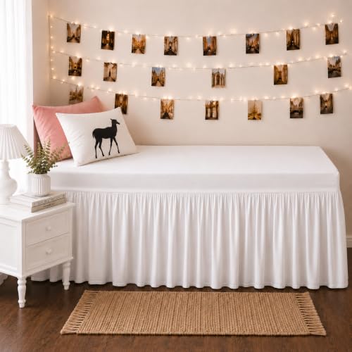 Dorm Bed Skirt Twin XL 36" Drop, 100% Microfiber, White by Cottingon - Used condition - Image 6