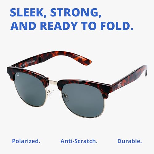 Browline Folding Sunglasses Polarized, UV400, UVA, UVB Protection for Men Women, Folding Sunglasses Leather Case2