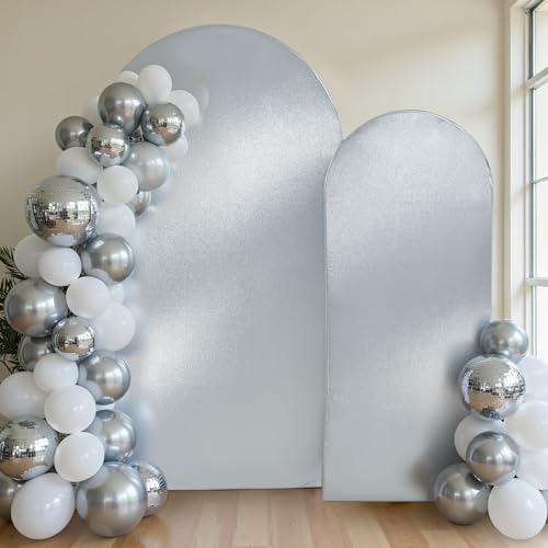 Sliver Shimmer Arch Backdrop Cover Set of 2 (6 7.2FT)