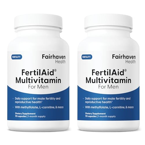Image of Fairhaven Health FertilAid for Men Fertility Supplements for Men Two Month Supply | Count, Motility Support Pre-Conception for Him | Male Fertility Support Includes L-carnitine, Zinc | 2 Bottles