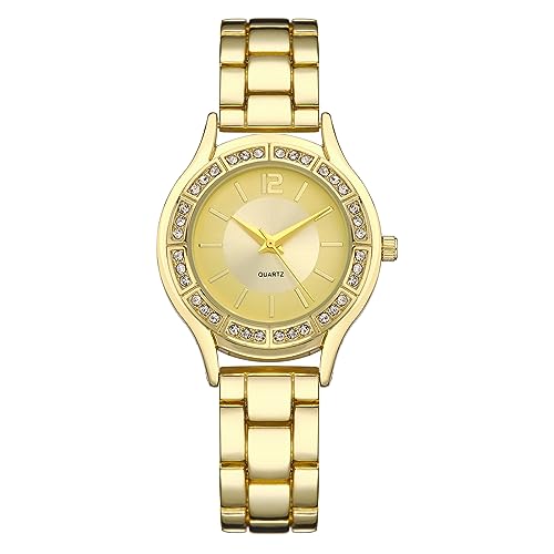 TWOPTION Wasserdichte Damen- Armbanduhr, klein, dünn, analog, Quarzuhr, zierliches Weihnachtsgeschenk, Gold, Nr. 06