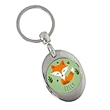 Eurofoto Schlüsselanhänger mit Namen Lilly und Fuchs-Motiv im Aquarell-Stil | Namens-Anhänger mit Einkaufs-Chip für Kinder und Erwachsene