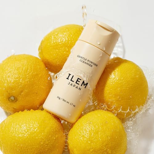 Image of ILEM JAPAN Gentle Powder Cleanser with Yuzu Extract, Rice Bran & Natural Ceramides for Rough, Dull & Uneven Skin, Vitamin B2 & E for Nourishment & Skin Barrier Support, Daily Foaming Face Wash for Men & Women, Gentle on Sensitive Skin 50g