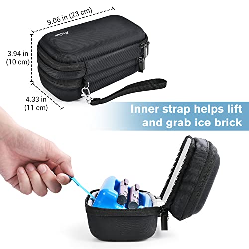 ProCase Insulin Cooler Travel Carrying Case, Portable Diabetes Cold Medication Organizer with Ice Brick, Upgraded Chill Pill Insulation Hard Bag for Insulin Pen Syringes Needle Kits Holder -Black,