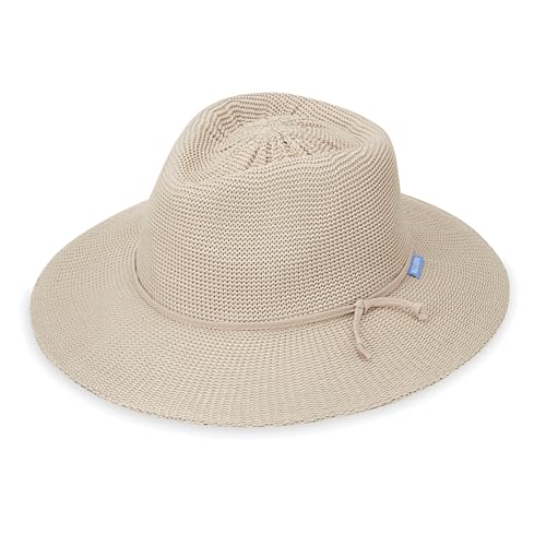 Wallaroo Womens Victoria Fedora UPF 50+ Sun Protection Wide Brim Packable Design and Adjustable Sizing for Medium Crown Sizes Sun-Smart Hat for Everyday (Stone)