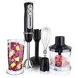 Stabmixer Set,5 in 1 Stabmixer,1000W Blender Mixer mit variabler Geschwindigkeitsregelung,Mixer mit 500 ml Chopper,Becher,Kartoffelstampfer,Schneebesen für Babynahrung Gemüsemühlen Suppen Smoothies