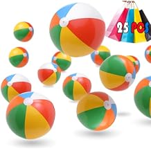 GiftExpress 25pcs Mini Beach Ball - 6" Small Inflatable Rainbow Multicolor Beach Balls for Kids Birthday Goodie Bag, Party Favor, Toddler Summer Water Toys, Pool Party, Carnival Award, Give Away Toys