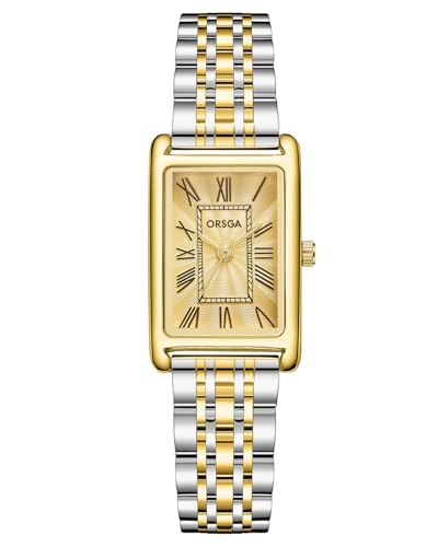 CIVO Ladies Watches for Women Gold: Analog Rectangle Face Waterproof Luxury Stainless Steel Senior Wrist Watch Fashion Elegant