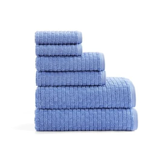 Tommy Hilfiger - Conjunto de toalhas de banho, algodão absorvente com construção zero torção, peso médio, essencial para dormitório, certificado Oeko-Tex (textura de tijolo azul, pacote com 6)