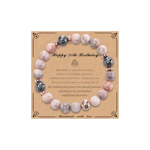 70th Birthday Gifts for Her Friend Wife Grandma Sister Bead Bracelet for Mom Natural Stone Bracelets for Women Coworker for 70 Year Old Woman