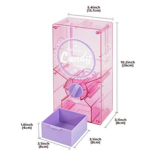 YOBRO Retro-Süßigkeitenspender, Trockenfutterautomat - Kaugummi- & Nussspender, Snackspender für Kaffeebohnen-Nüsse, Spaß-Verkaufsautomat für Zuhause oder Büro, 3+JAHRE. (hellrosa transparent)