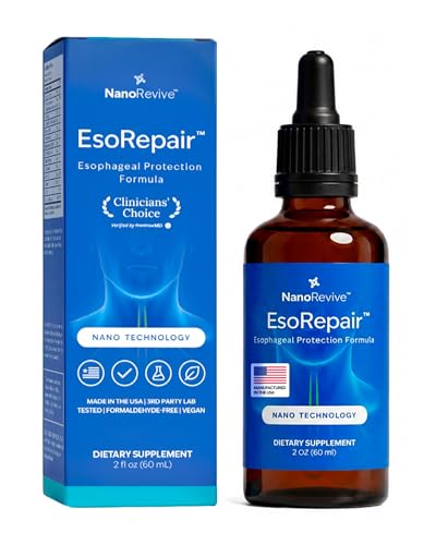 EsoRepair Nano Esophageal & Stomach Health Supplements for Men & Women - Digestive Comfort - Slippery Elm Bark, Zinc L-Carnosine & Aloe Vera Extract - Non-GMO & Dairy Free