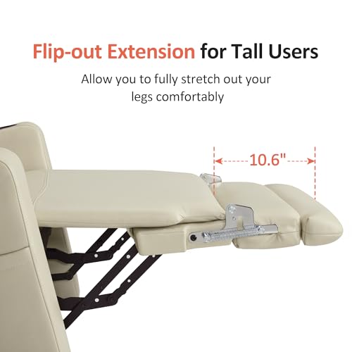 Image of MCombo Lift Chair for Tall Man 6'6'', Dual Motor Power Lift Recliner Chair for Elderly, Lay Flat for Sleeping, Heat and Massage, USB & Type C, Faux Leather 7755 (Cream White)
