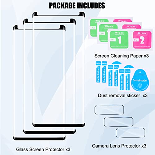 Ottarscreen 3 Pack Galaxy Note 9 Screen Protector + 3 Pack Camera Lens Protecto Easy Installation [3D Glass] 9H Hardness Tempered Glass Screen Protector For Samsung Galaxy Note 9 #TOP6