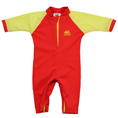 Nozone Fiji Sun Protective Baby Swimsuit in Red/New Lime, 12-18 Months