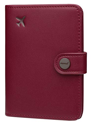 ZOPPEN Passport and Vaccine Card Holder Combo, Passport Holder with Vaccine Card Slot, Passport Wallet Cover Travel Essentials Document Organizer, Rfid Blocking Travel Wallet Womens, Wine Red