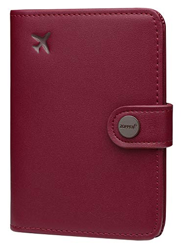 Zoppen Passport Cover for Women Travel Wallet Passport Holder Cover Slim Id Card Case（#7 Wine Red/Burgundy）