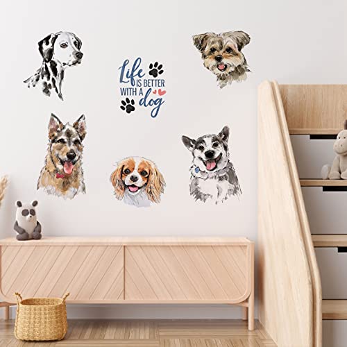 Yovkky Life Is Better With A Dog Wall Decals Stickers, Cute Puppy Neutral Nursery Playroom Decor, Kids Room Home Decorations Bedroom Art Gifts For Dog Lovers #TOP2
