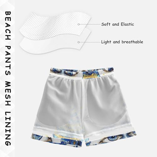 Pigsaly Boys' Swim Board Shorts Pyramid Watercolor Egyptian Evil Eye Boy's Swim Trunks Kids Swimwear 5T Multicolor4