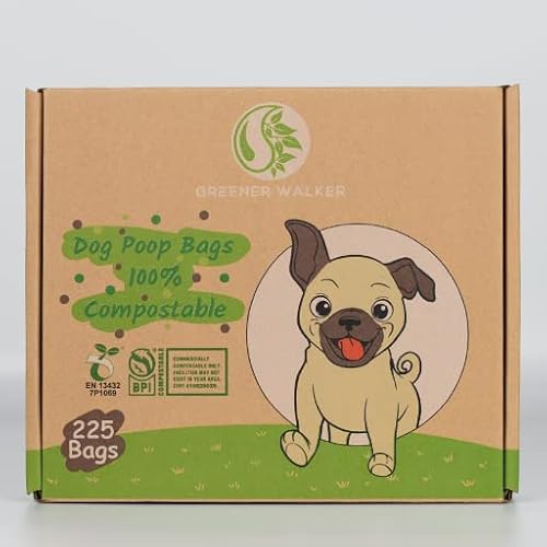 Greener Walker 100% Compostable Poop Bags For Dog Waste, 20% Extra Thick And Durable 225 Poop Bags For Doggie With En13432 Certified And Astm D6400 (Green) #TOP6