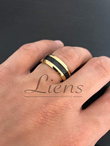 Par de Aliança Casamento Tungstênio Folheada Banhada Ouro 18K