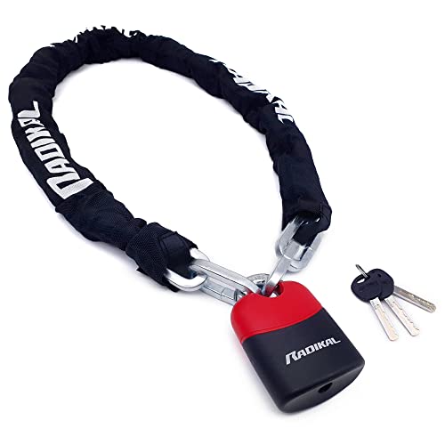 RADIKAL RK4120 Chaine Moto Antivol Velo Cadenas Scooter Sécurité, Chaînes Vélos Nouveau Modèle, Combiner avec Ancrage Parking Garage Liens ø10, 120cm Long